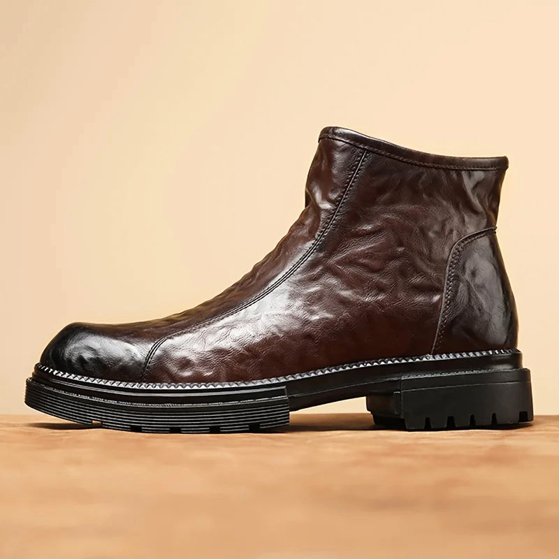Men’s Zip-Up Ankle Boots with Chunky Sole