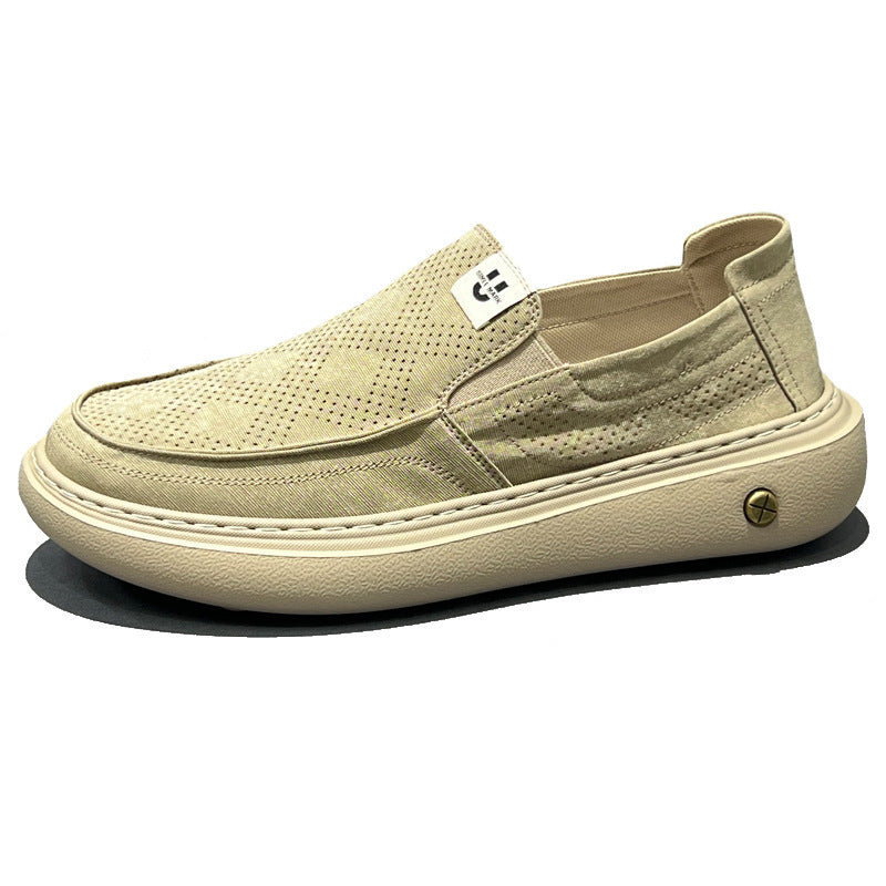Beau - Men's Wide-Toe Canvas Slip-On Sneakers, Thick Sole Comfort Shoes