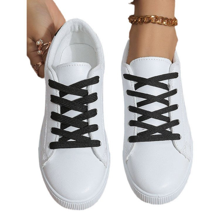 Hazel - Women's Minimalist Platform Sneakers, Thick Sole Lace-Up Shoes