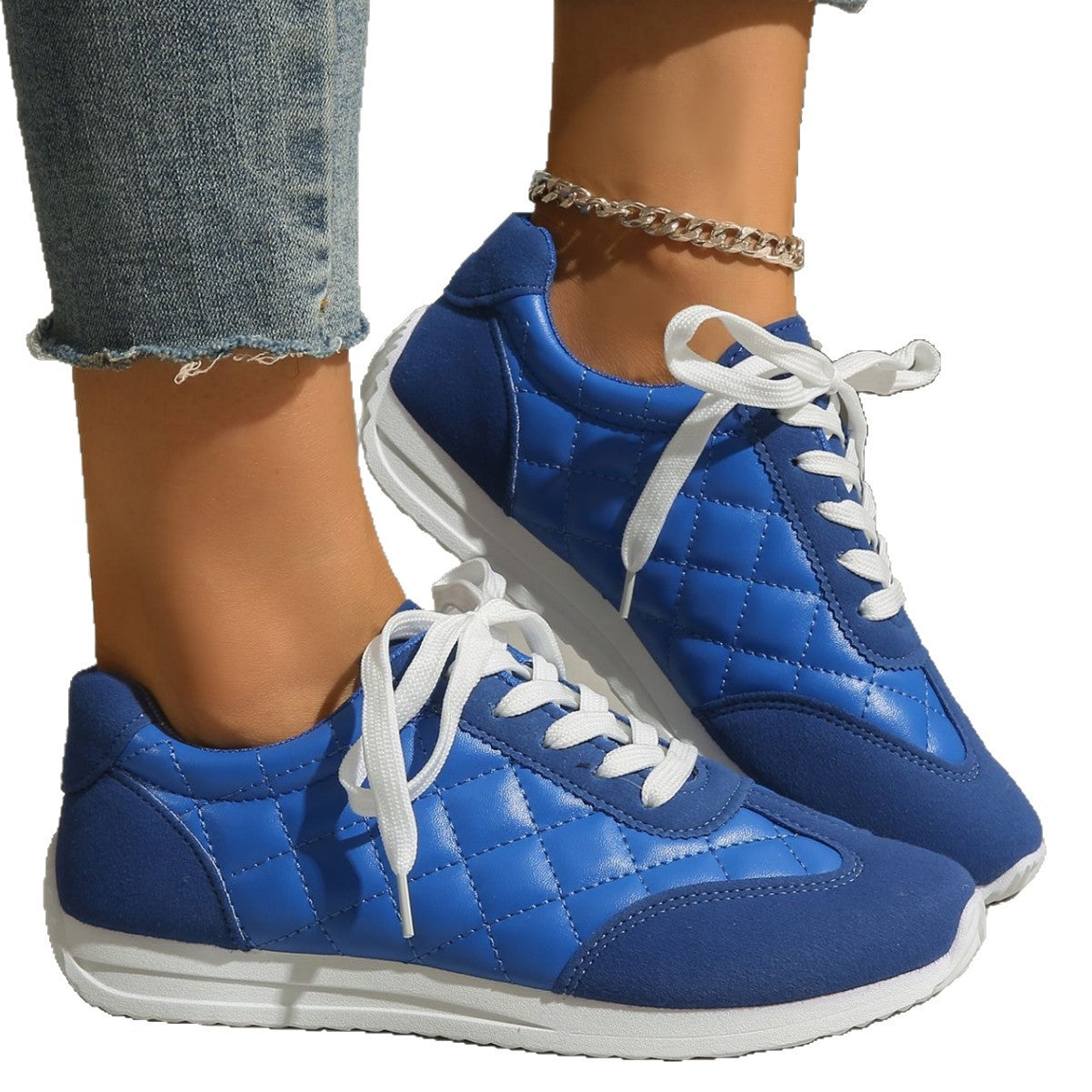 Elara - Women's Round-Toe Lace-Up Skate Shoes, Classic Student Flats