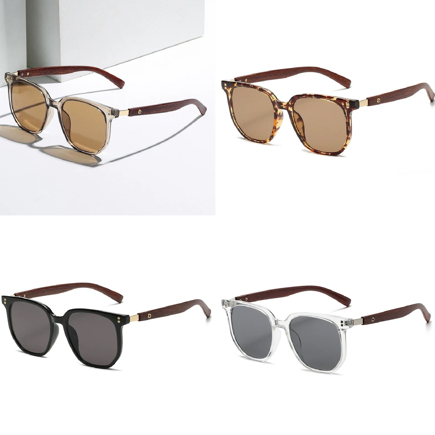 Vintage Oversized Woodgrain Sunglasses