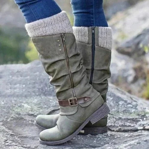 Teresa - Buckle Knee-High Boots