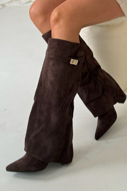 Olivia - Flap Knee-High Boots