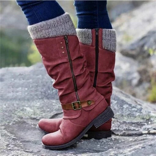 Teresa - Buckle Knee-High Boots