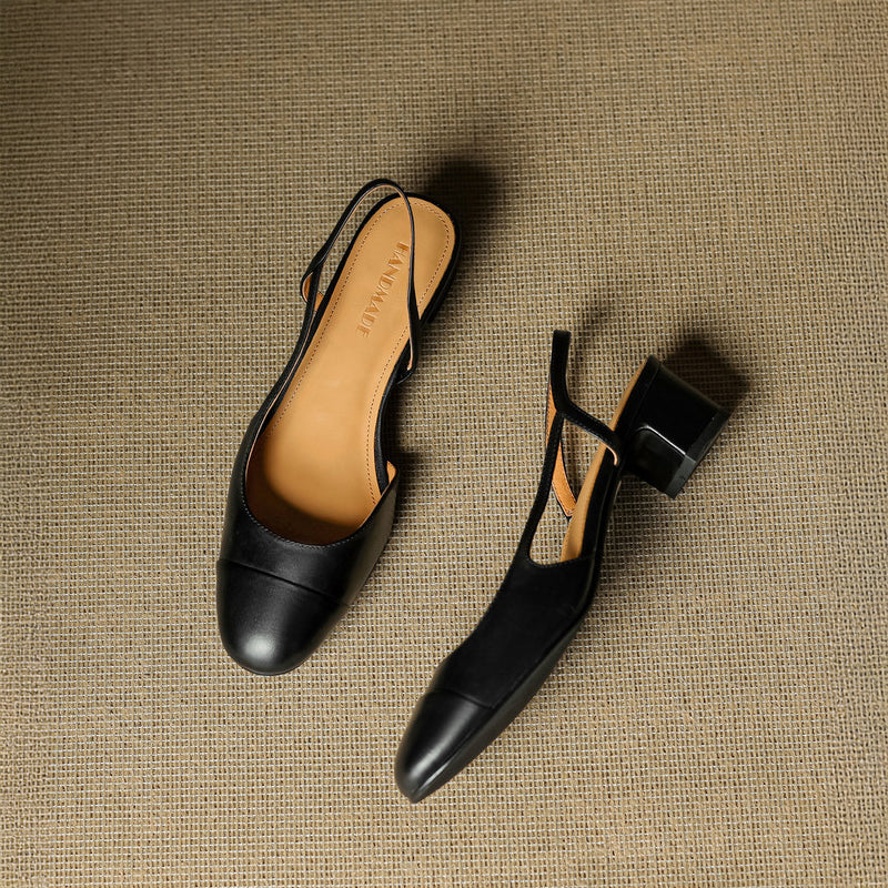 Chic Genuine Leather Slingback Heels