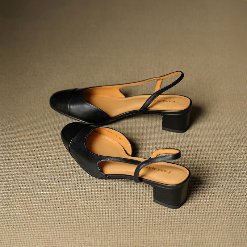 Chic Genuine Leather Slingback Heels