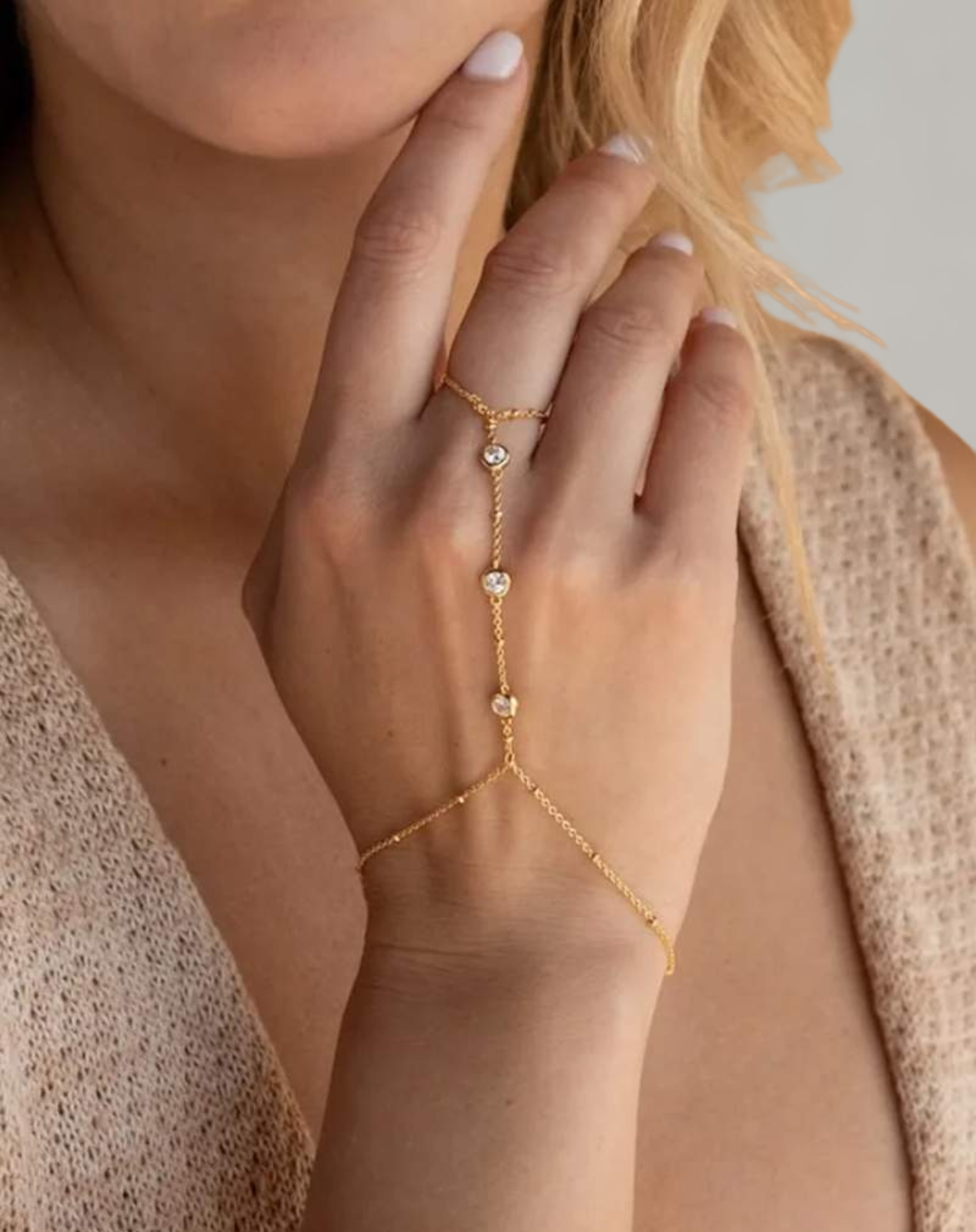 Eliza - Crystal Hand Chain Bracelet