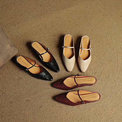 Elegant Genuine Leather Pointed Flats
