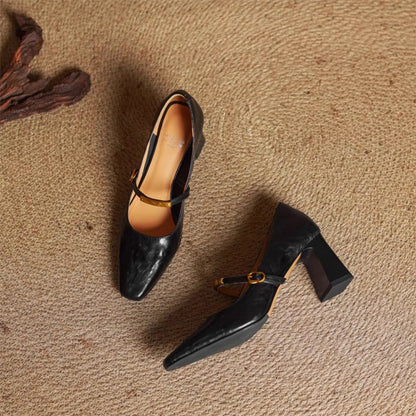 Eloria Genuine Leather Mary Jane Heels