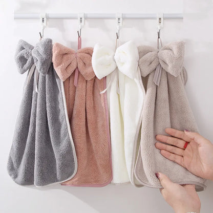 Bow Charm Coral Velvet Towels