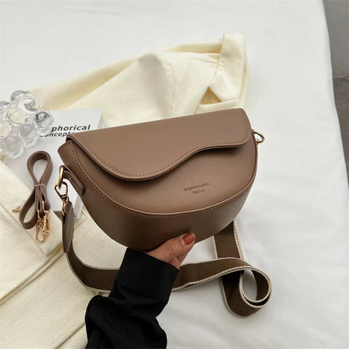 Emma - Vegan Leather Curved Flap Crossbody Bag