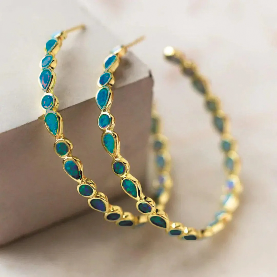 Paula - Opal Hoop Earrings