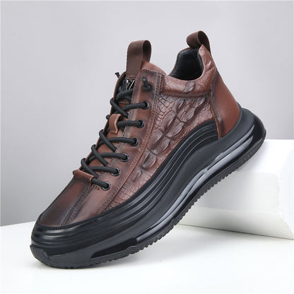 Leo - Men's Embossed Leather Casual Sneakers, Lightweight Plus Size Shoes