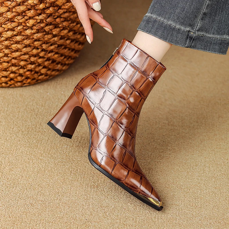 Marcella Croc Genuine Leather Boots