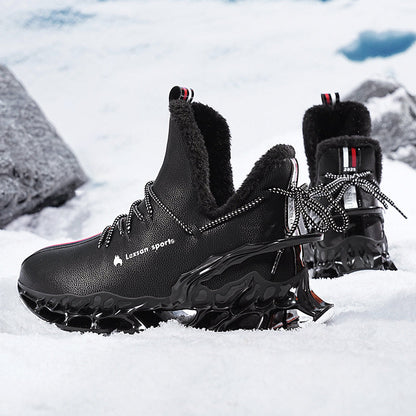 Men’s High-Top Winter Sneakers with Sculpted Sole and Plush Lining