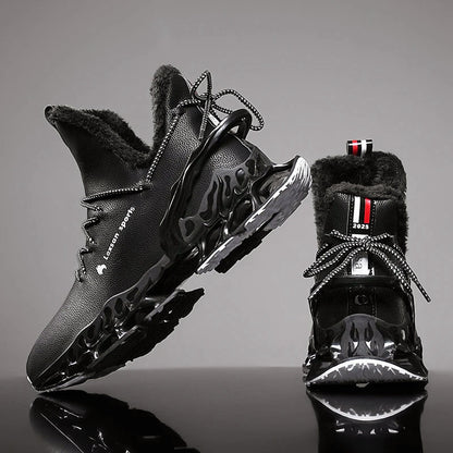 Men’s High-Top Winter Sneakers with Sculpted Sole and Plush Lining