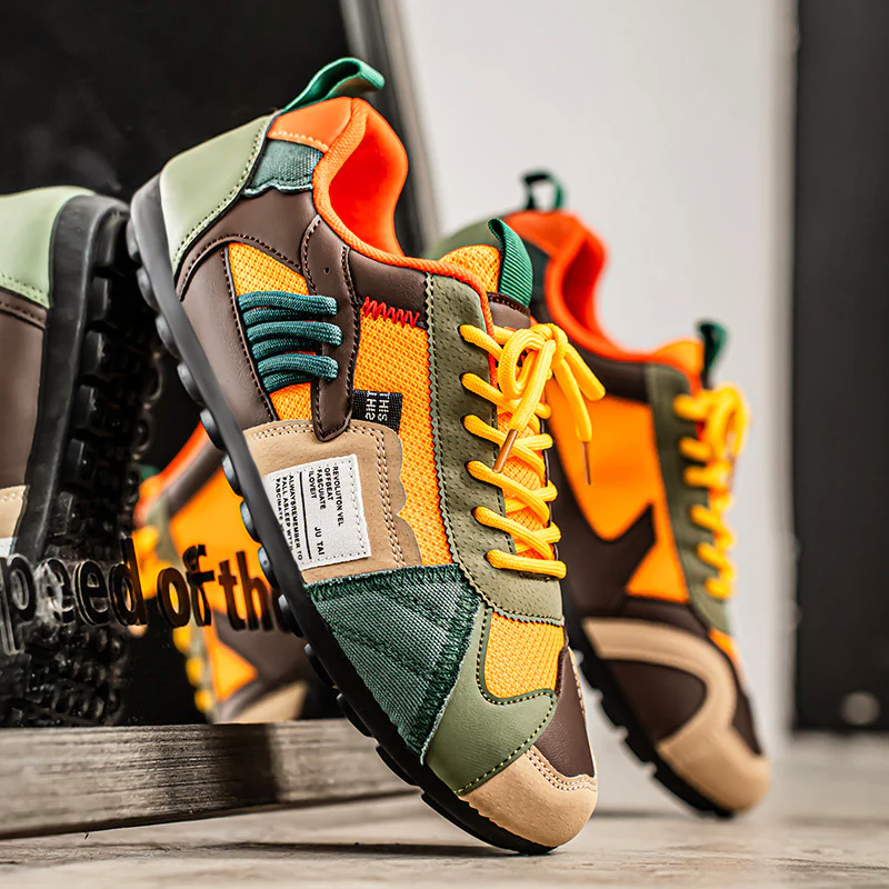 Men’s Multi-Tone Sneakers with Layered Stitch Design
