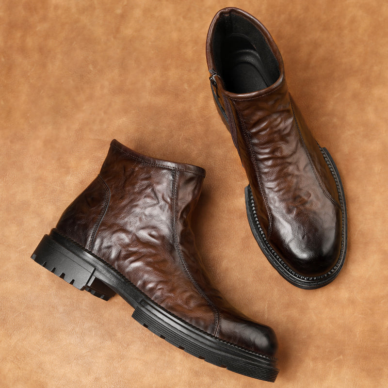 Men’s Zip-Up Ankle Boots with Chunky Sole
