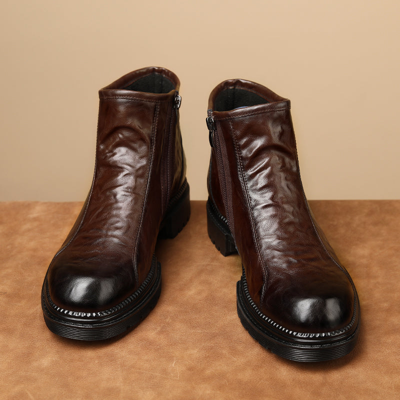 Men’s Zip-Up Ankle Boots with Chunky Sole