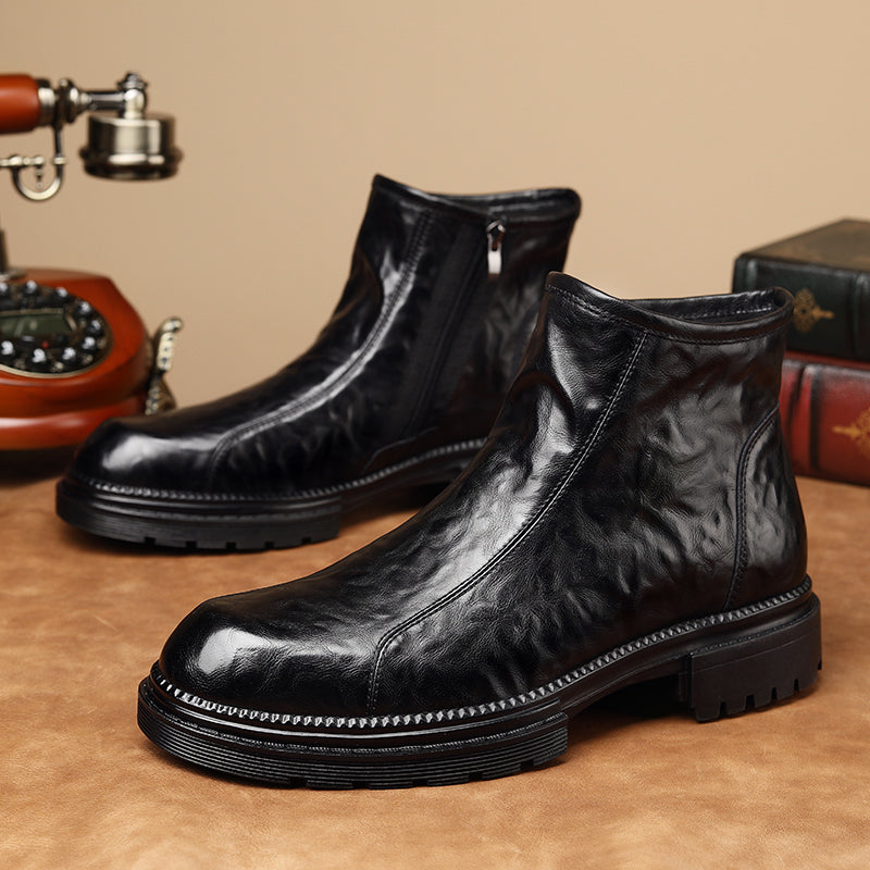 Men’s Zip-Up Ankle Boots with Chunky Sole