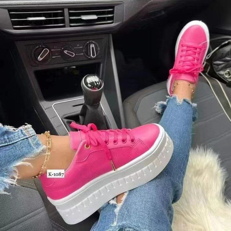 Luna - Women's Platform Lace-Up Sneakers, Thick Sole Nurse Shoes