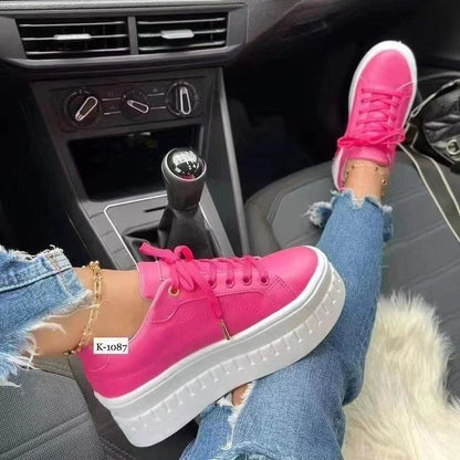 Luna - Women's Platform Lace-Up Sneakers, Thick Sole Nurse Shoes