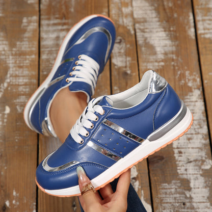 Mia - Women's Lace-Up Round-Toe Sneakers, Comfortable Student Casual Shoes