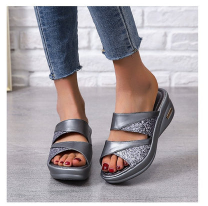 Nora - Women's Orthopedic Platform Slide Sandals, Cushioned Comfort Slip-Ons