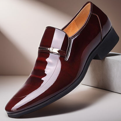Reid - Men's Patent Leather Business Shoes, Formal Wedding Slip-On Oxfords
