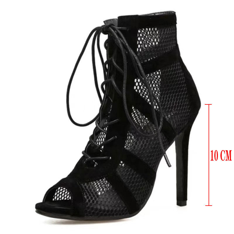 Edie - Women's Mesh Cross-Strap Stiletto Sandals, Sexy Open-Toe Heels