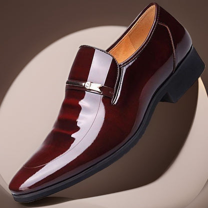 Reid - Men's Patent Leather Business Shoes, Formal Wedding Slip-On Oxfords