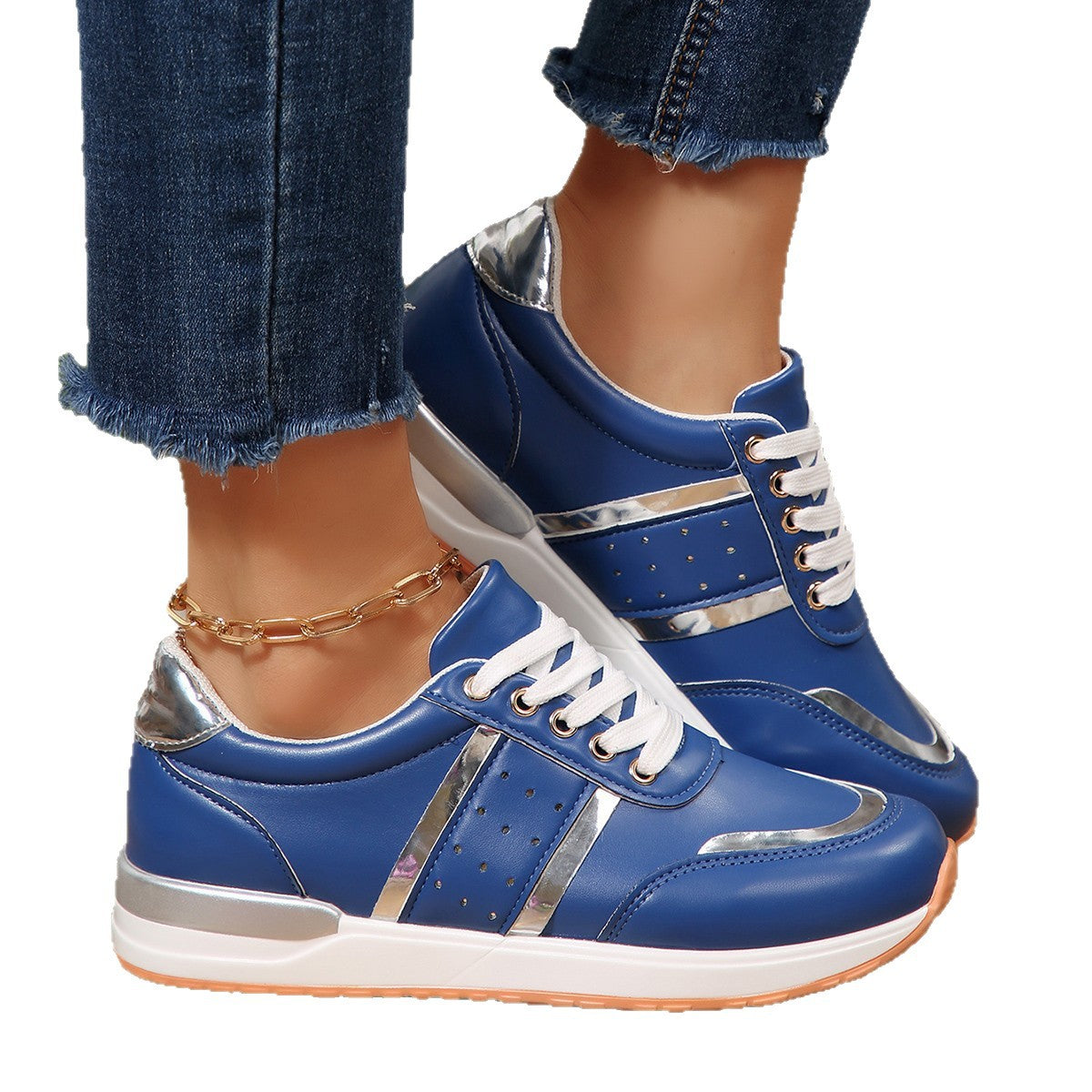 Mia - Women's Lace-Up Round-Toe Sneakers, Comfortable Student Casual Shoes