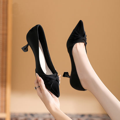 Faye - Women's Vintage Pointed-Toe Pumps, Elegant Low-Heel Office Shoes