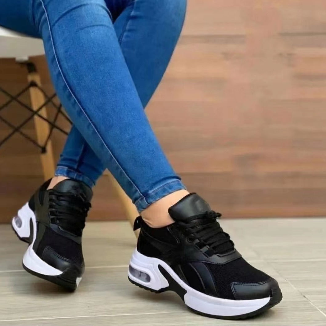 Vera - Women's Platform Mesh Lace-Up Sneakers, Air Cushion Nurse Shoes