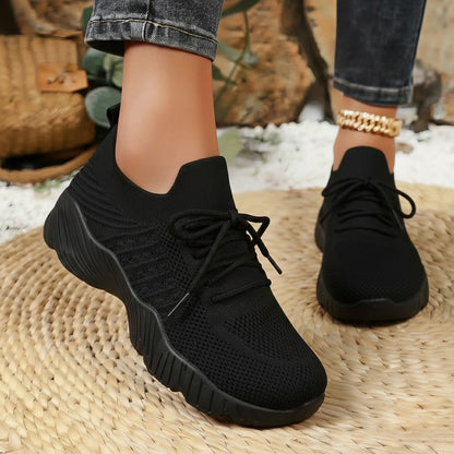 Briar - Women's Breathable Knit Solid Color Sneakers, Lightweight Casual Shoes