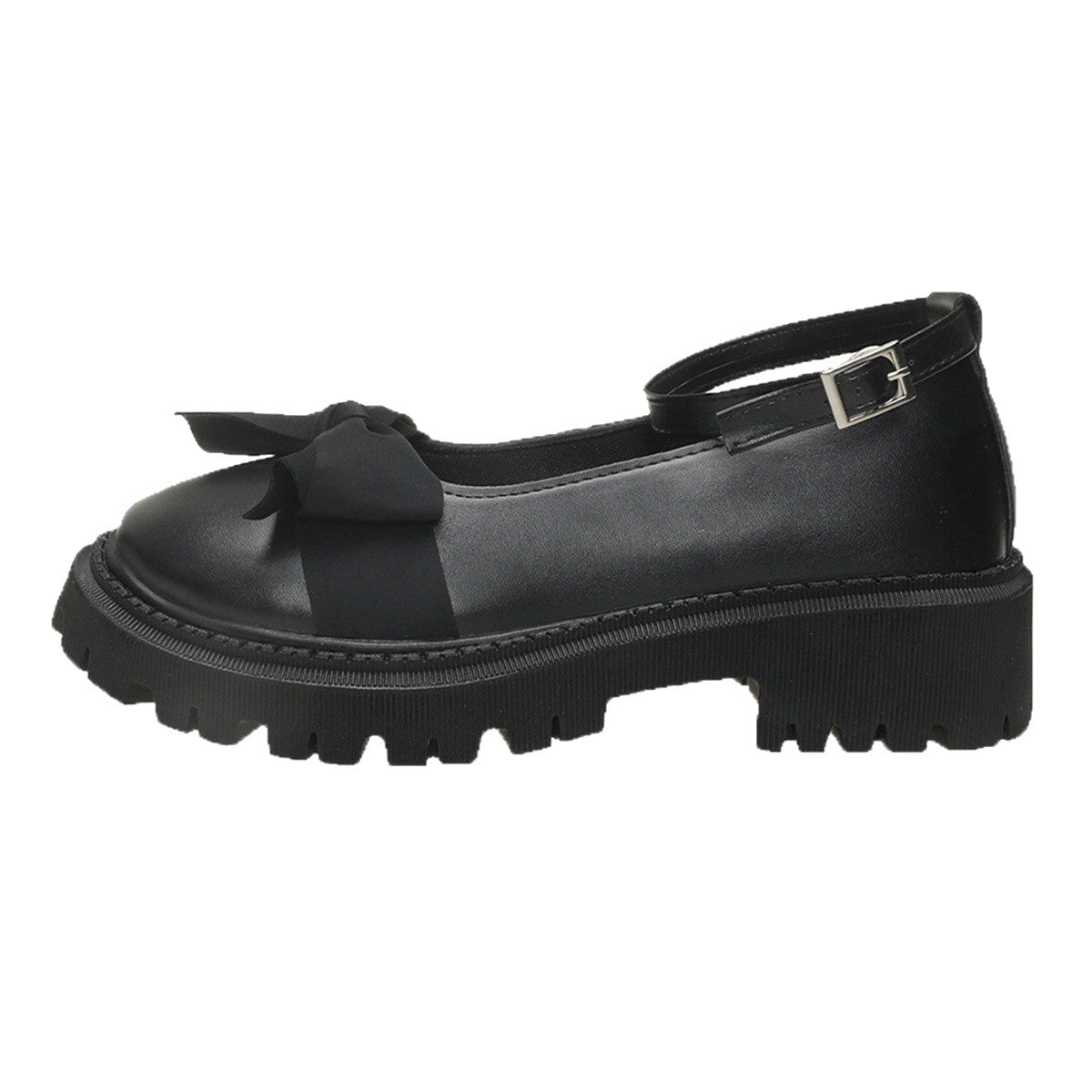 Edie - Women's Bow Detail Platform Loafers, Korean-Style Retro Flats
