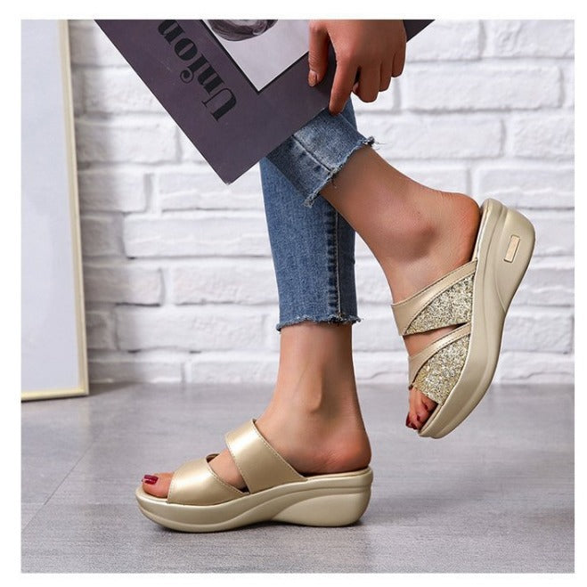 Nora - Women's Orthopedic Platform Slide Sandals, Cushioned Comfort Slip-Ons