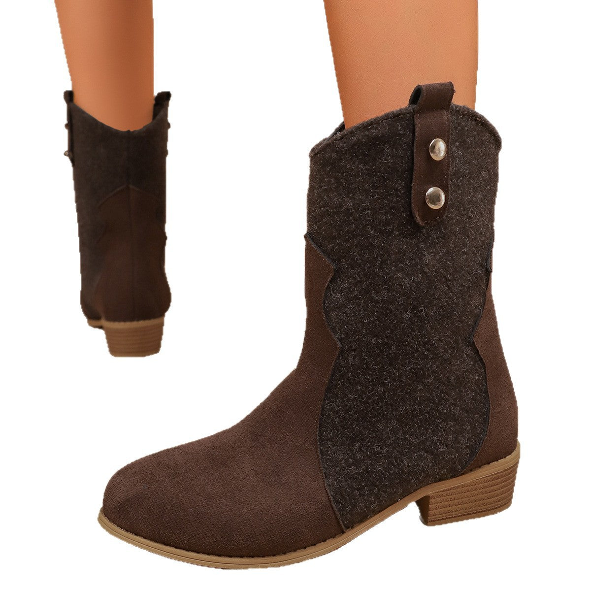 Faye - Women's Chunky Heel Tall Boots, Slimming Stacked Knee-High Boots
