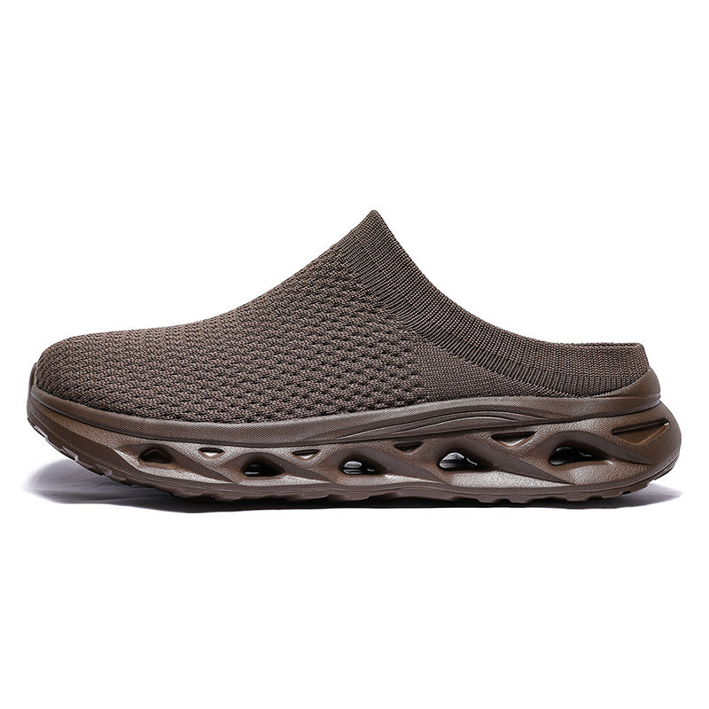 Axel - Men's Wide-Toe Knit Slip-On Shoes, Thick Sole Comfort Half-Slippers