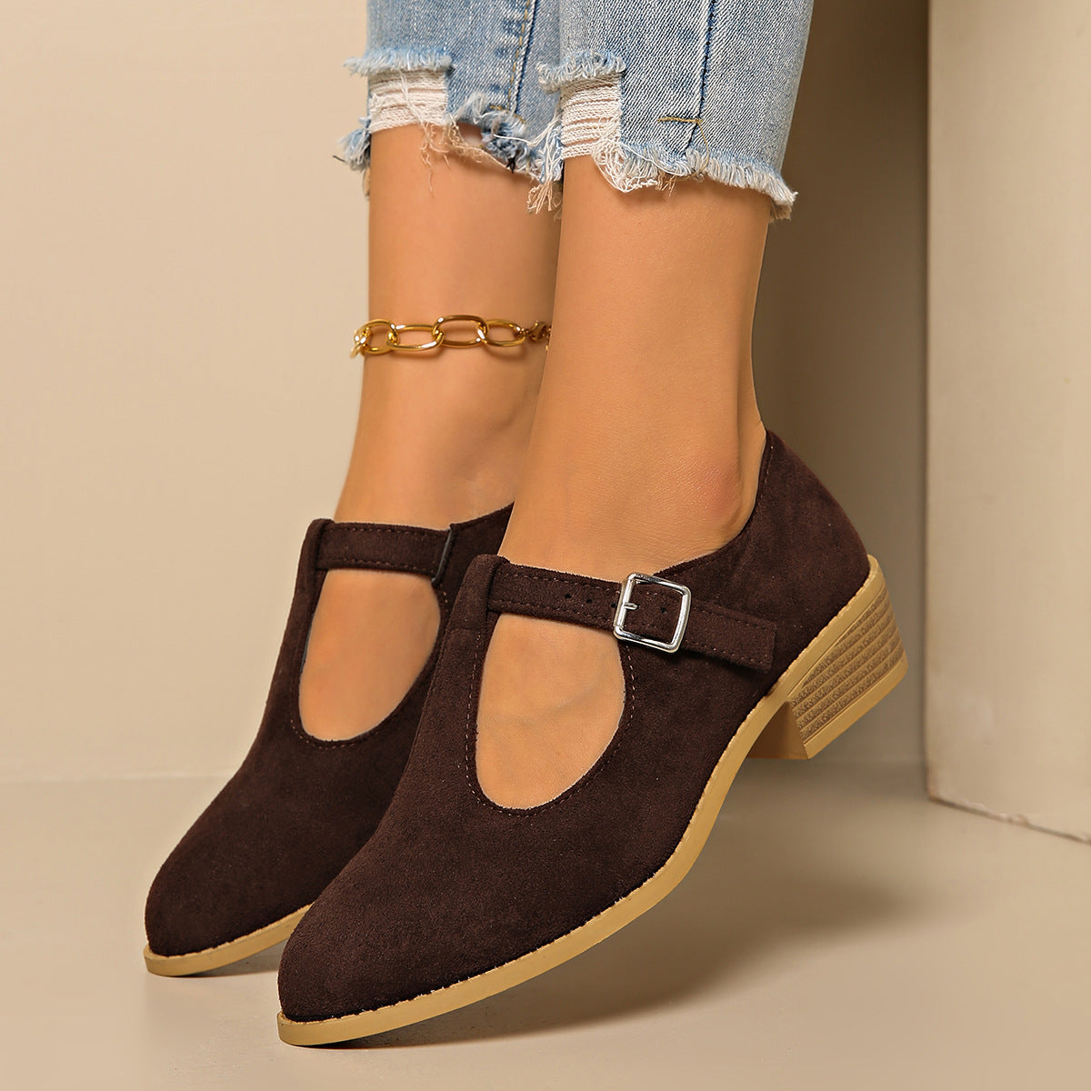 Wren - Women's Suede Cut-Out Pointed Flats, British-Style Loafers