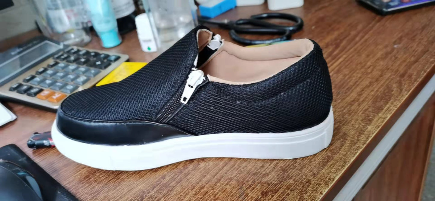 Nora - Women's Zip-Up Platform Sneakers, Sporty Casual Flats