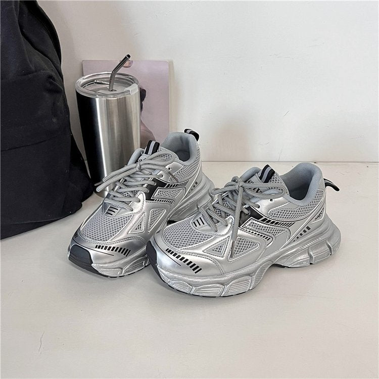 Edie - Women's Trendy Platform Dad Sneakers, Korean-Style Thick Sole Shoes