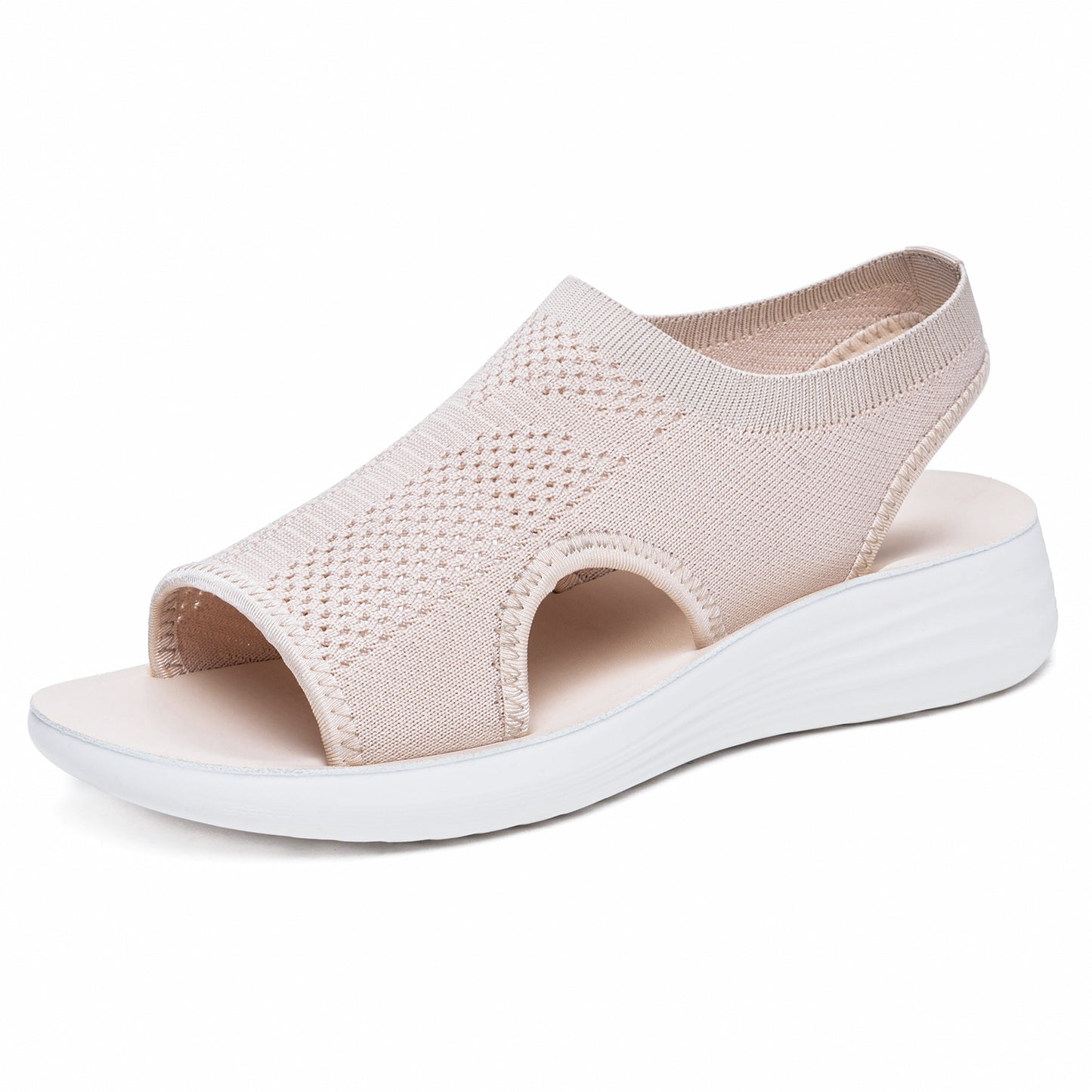 Briar - Women's Knit Cut-Out Roman Flats, Breathable Open-Toe Sandals
