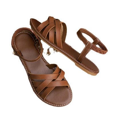 Mia - Women's Roman Flat Sandals, Beach Holiday Open-Toe Shoes