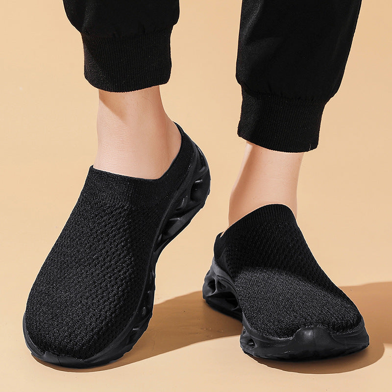 Axel - Men's Wide-Toe Knit Slip-On Shoes, Thick Sole Comfort Half-Slippers