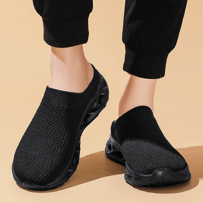 Axel - Men's Wide-Toe Knit Slip-On Shoes, Thick Sole Comfort Half-Slippers
