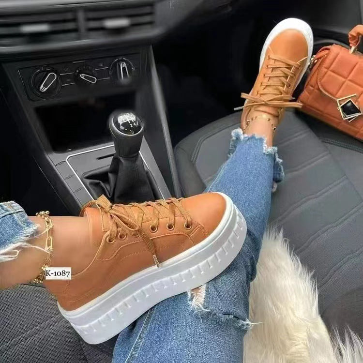 Luna - Women's Platform Lace-Up Sneakers, Thick Sole Nurse Shoes