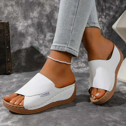 Talia - Women's Wedge Platform Beach Slides, Open-Toe Comfort Sandals