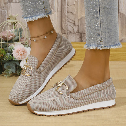 Zara - Women's Round-Toe Buckle Slip-On Flats, Comfortable Everyday Shoes