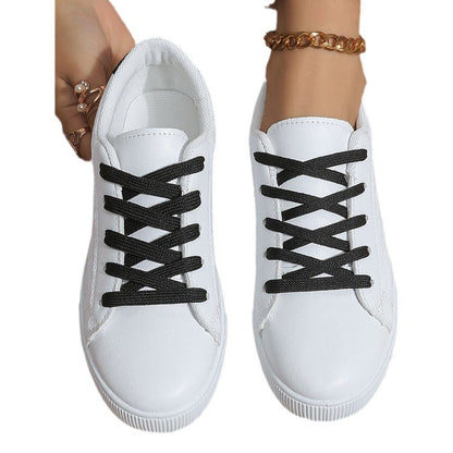 Hazel - Women's Minimalist Platform Sneakers, Thick Sole Lace-Up Shoes